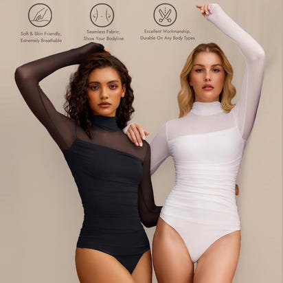 Women's shapewear long-sleeved bodysuit