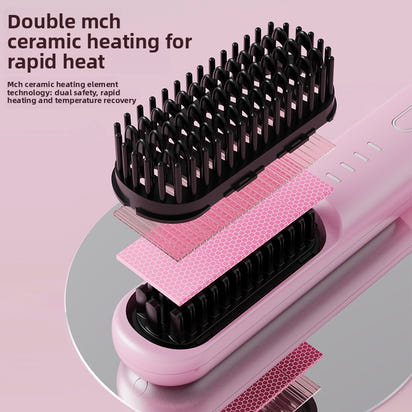 Wireless lazy-person portable hair straightening comb