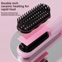 Wireless lazy-person portable hair straightening comb