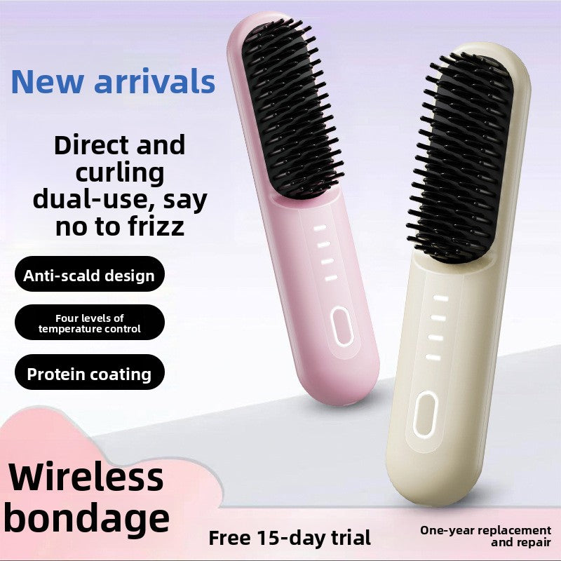 Wireless lazy-person portable hair straightening comb